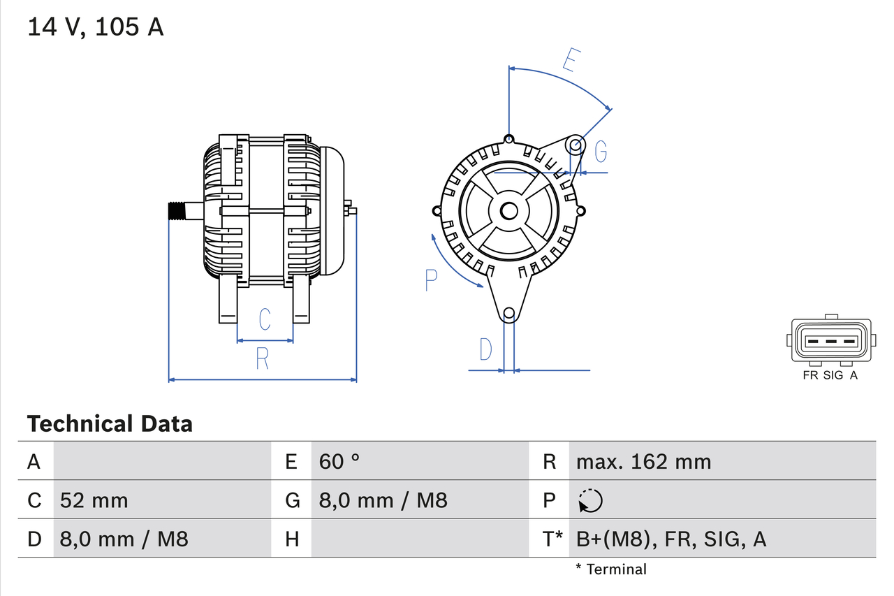 Alternator - 0 986 081 090 BOSCH