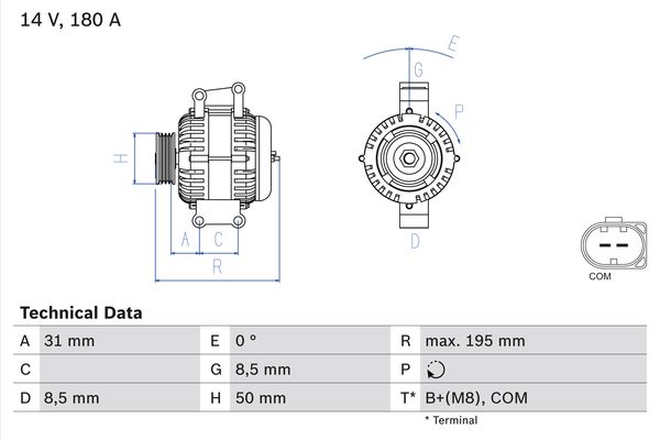 Alternator - 0 986 081 910 BOSCH