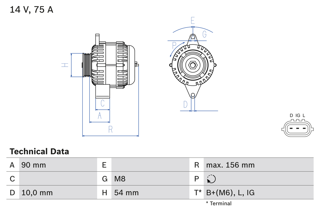 Alternatore - 0 986 081 950 BOSCH
