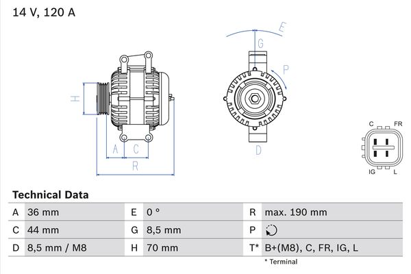 Генератор - 0 986 082 050 BOSCH