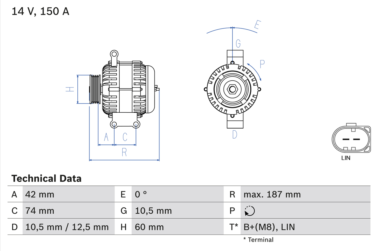 Alternator - 0 986 082 330 BOSCH