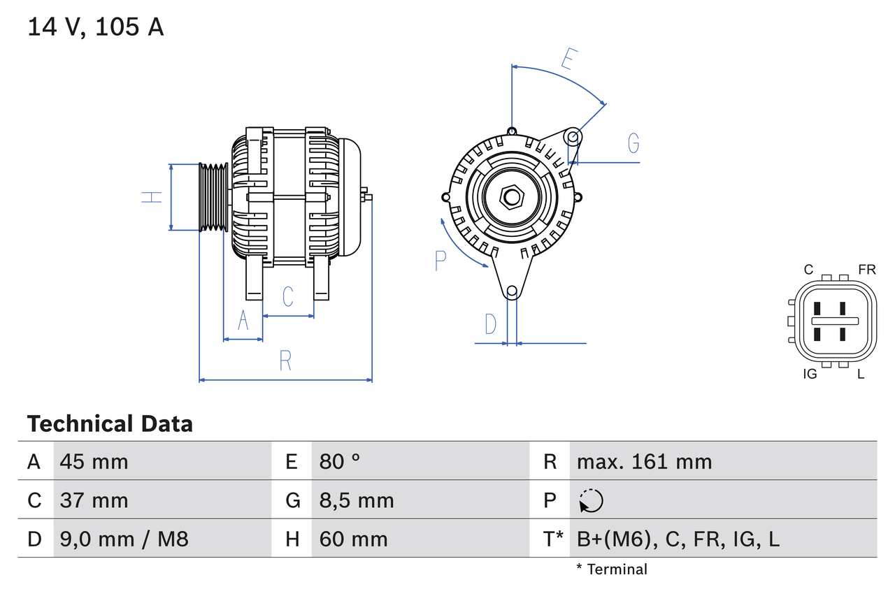 Alternator - 0 986 082 410 BOSCH