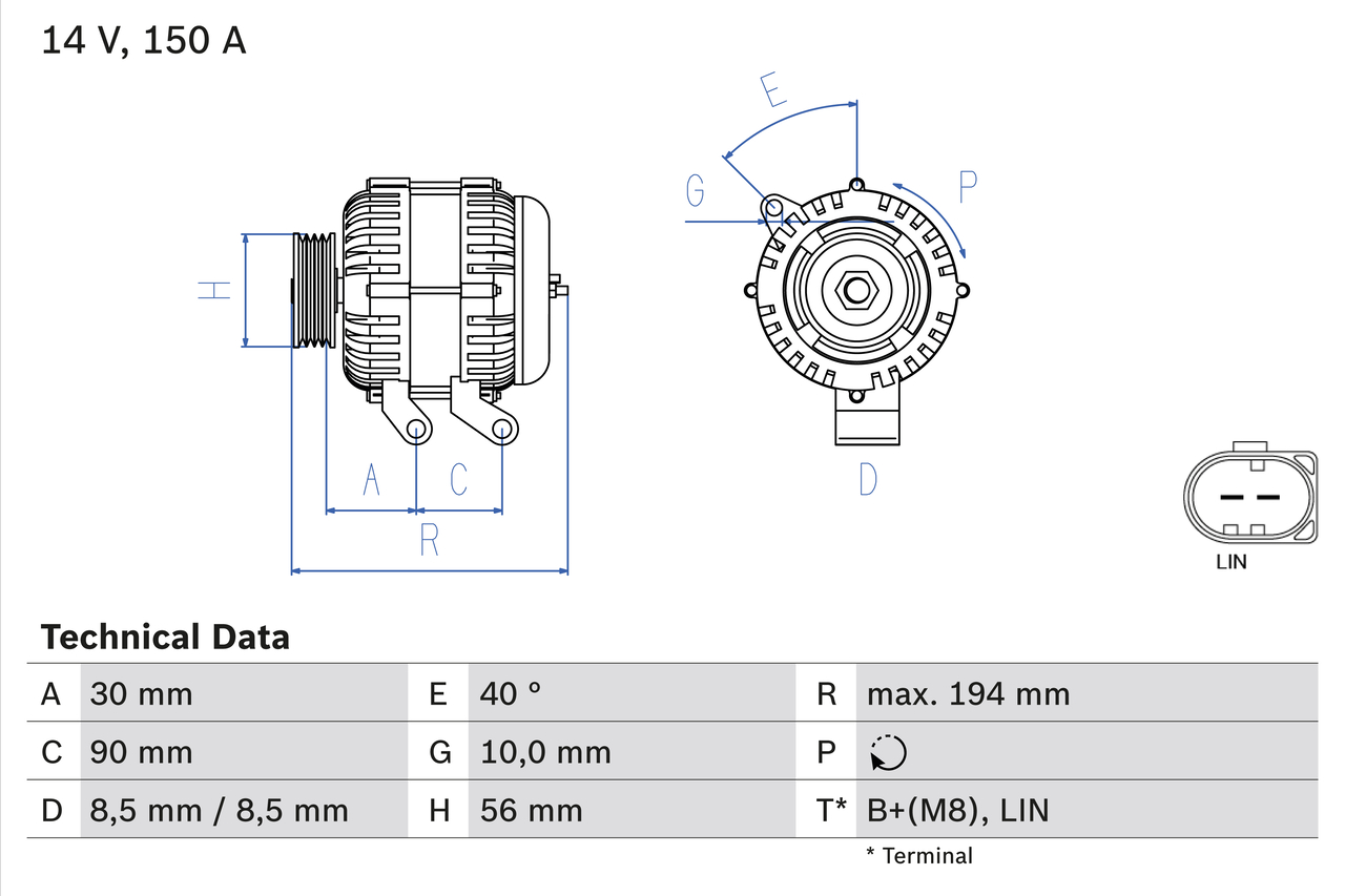 Alternator - 0 986 082 560 BOSCH