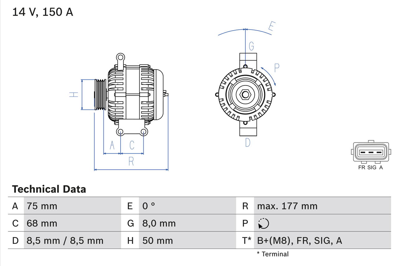 Alternator - 0 986 082 590 BOSCH