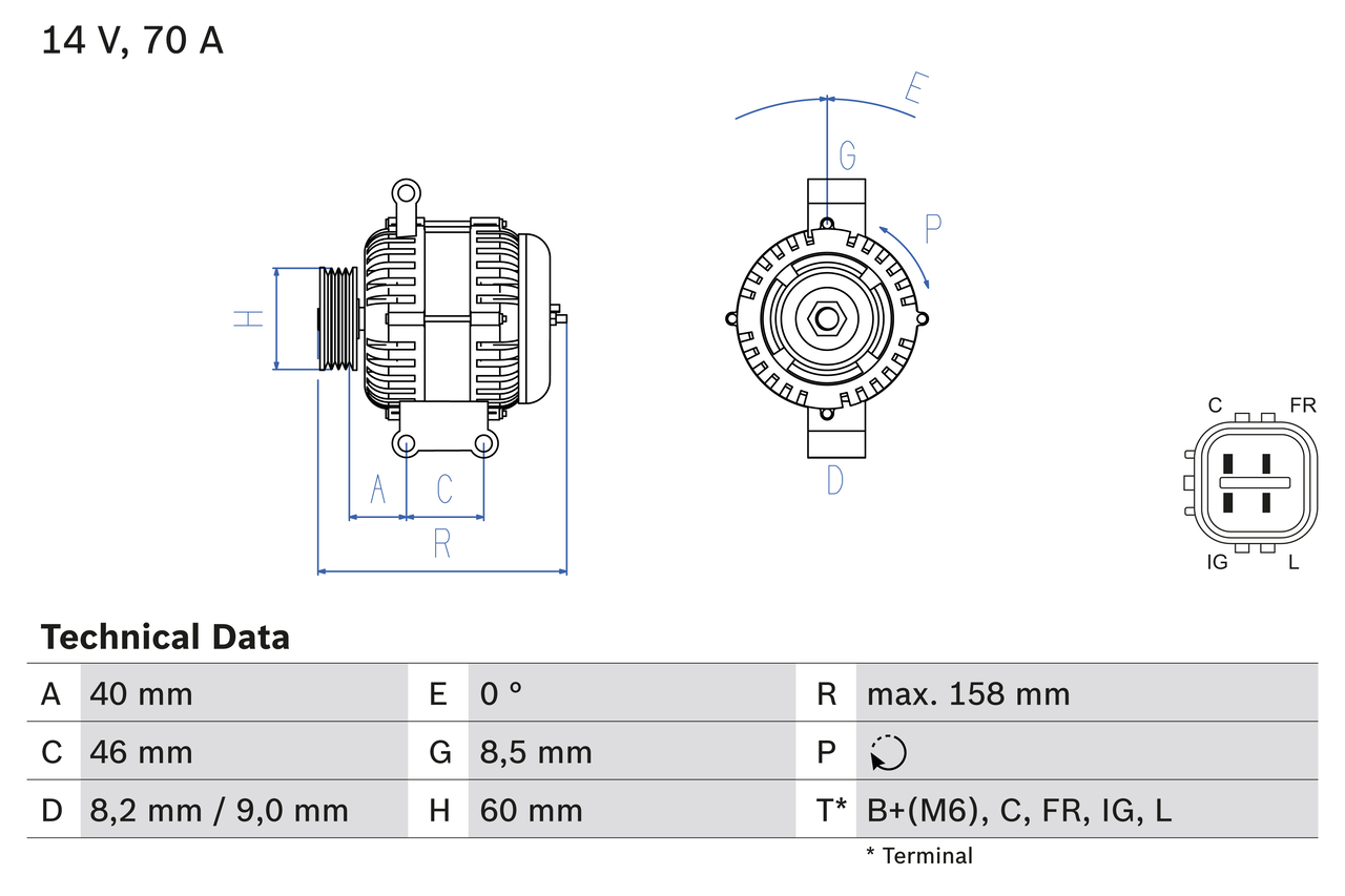 Alternatore - 0 986 082 800 BOSCH