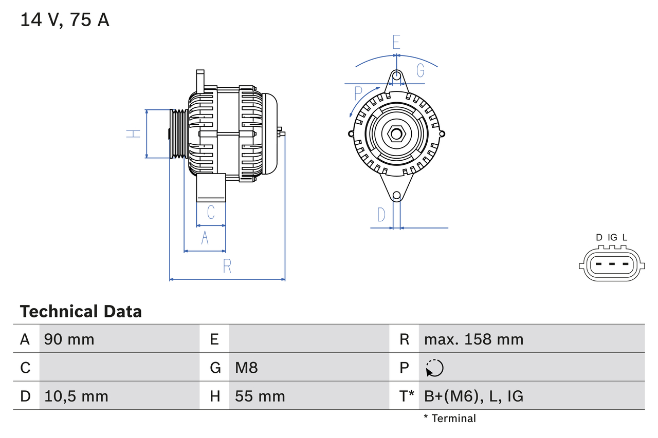 Alternator - 0 986 082 830 BOSCH