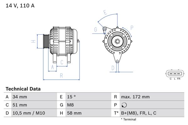 Alternator - 0 986 083 520 BOSCH