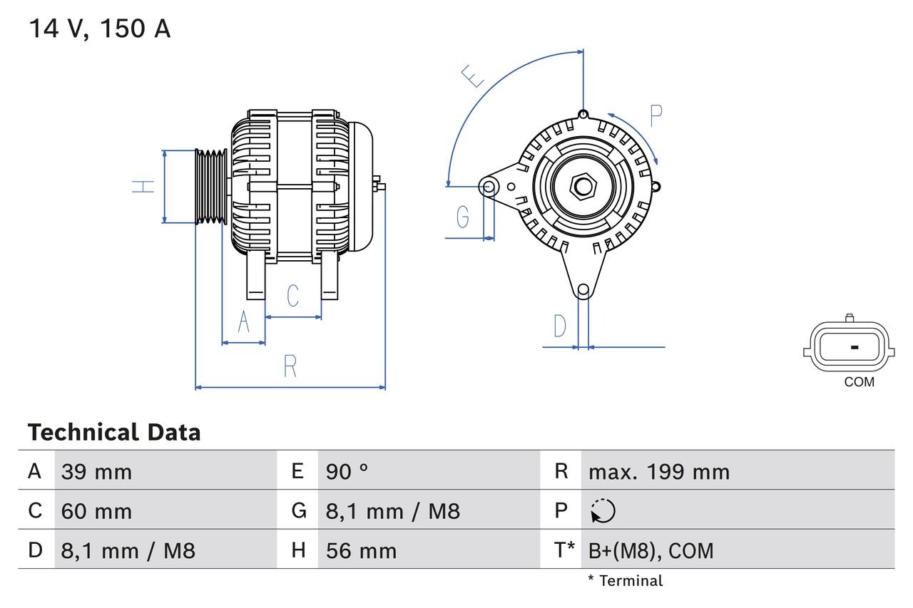Alternator - 0 986 084 070 BOSCH