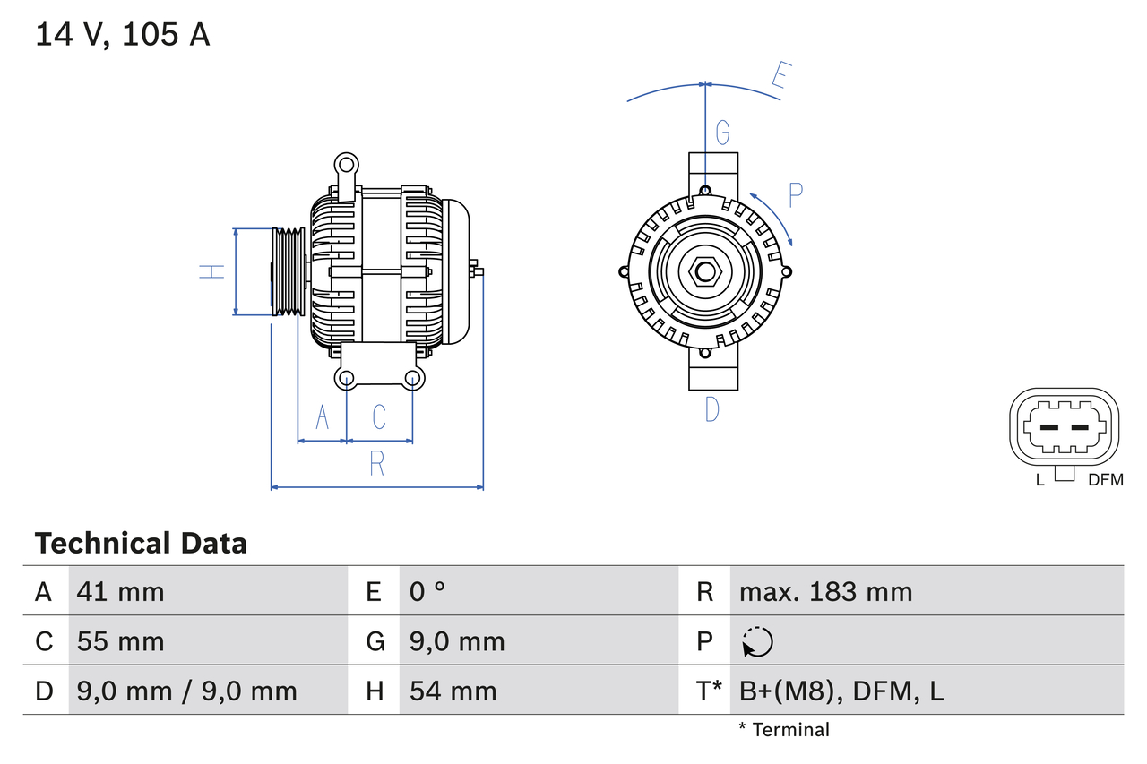 Alternator - 0 986 084 190 BOSCH