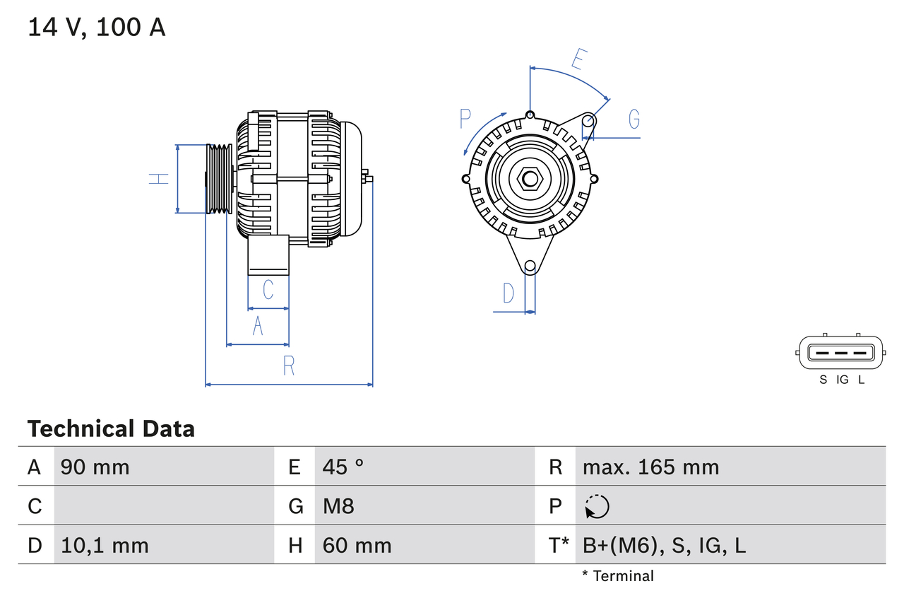 Alternator - 0 986 084 390 BOSCH