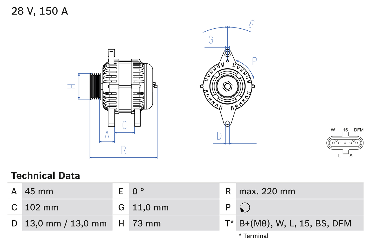 Alternator - 0 986 084 470 BOSCH