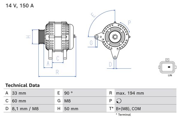 Alternator - 0 986 084 690 BOSCH