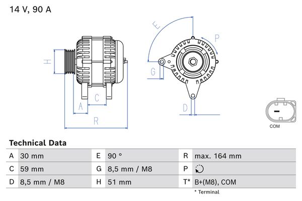 Alternator - 0 986 084 750 BOSCH