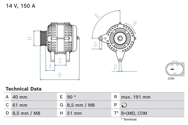 Alternator - 0 986 085 020 BOSCH