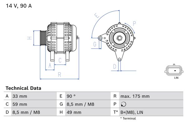 Alternator - 0 986 085 170 BOSCH