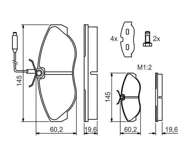 Brake Pad Set, disc brake - 0 986 424 030 BOSCH