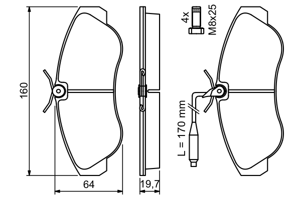Brake Pad Set, disc brake - 0 986 424 031 BOSCH