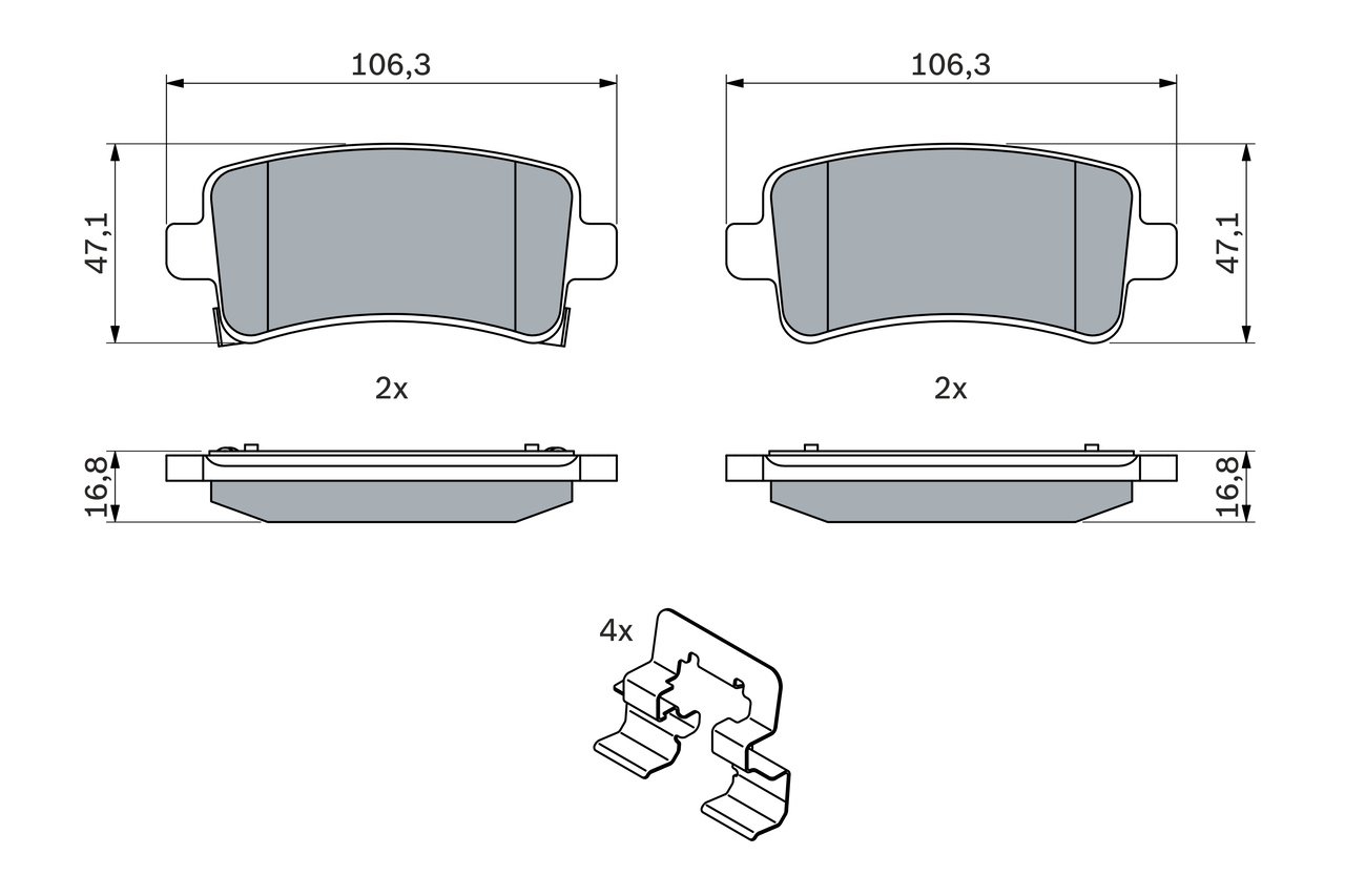 Brake Pad Set, disc brake - 0 986 424 124 BOSCH