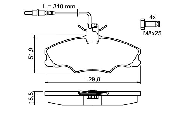 Brake Pad Set, disc brake - 0 986 424 227 BOSCH