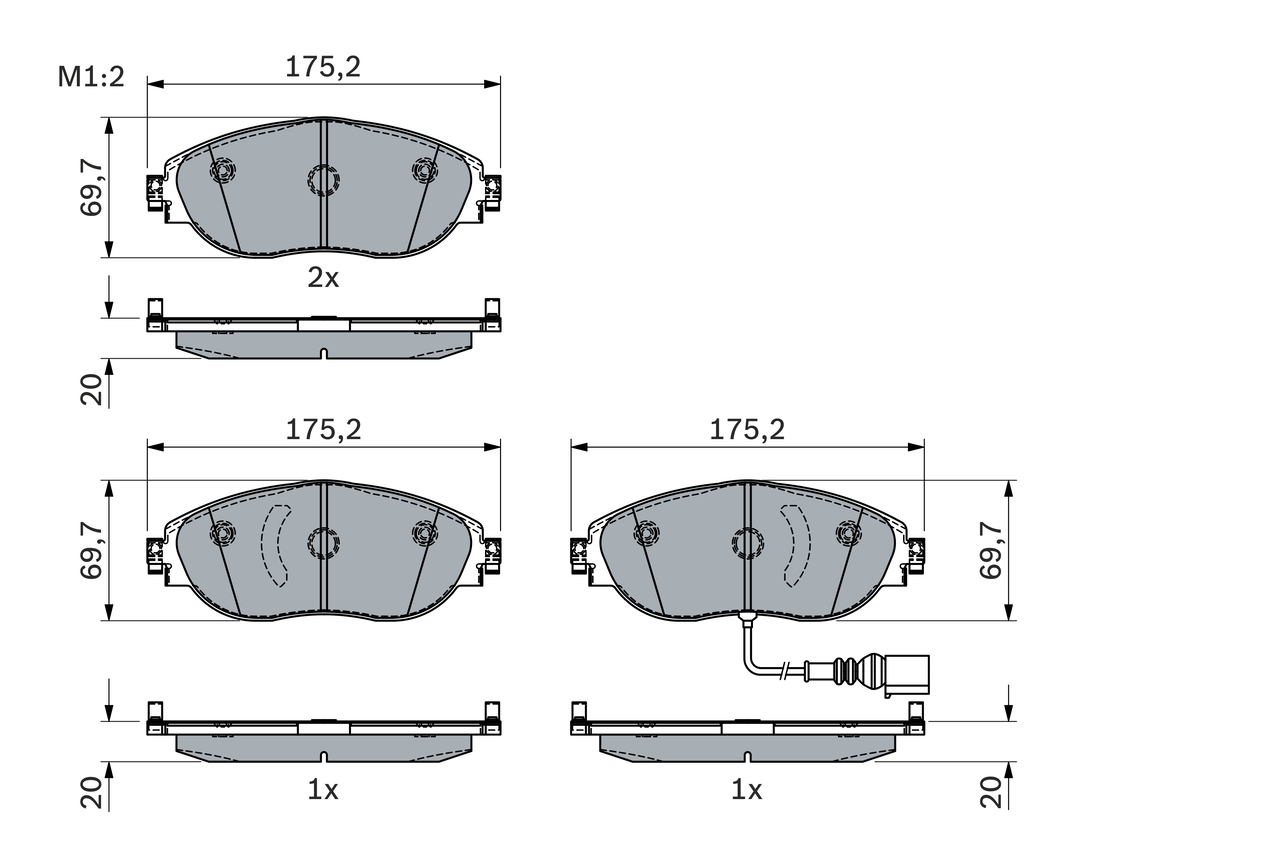 Brake Pad Set, disc brake - 0 986 424 285 BOSCH