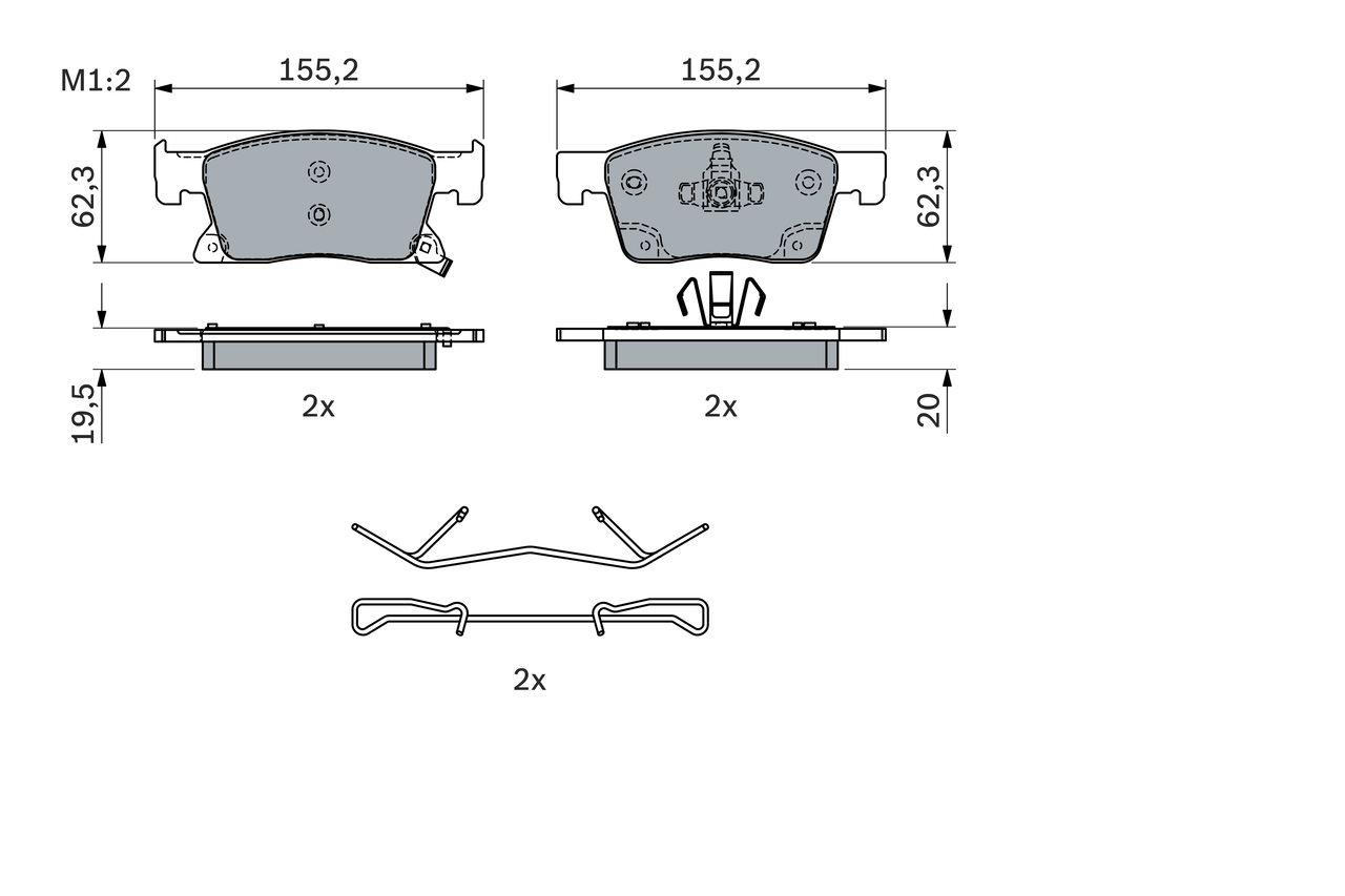 Brake Pad Set, disc brake - 0 986 424 329 BOSCH