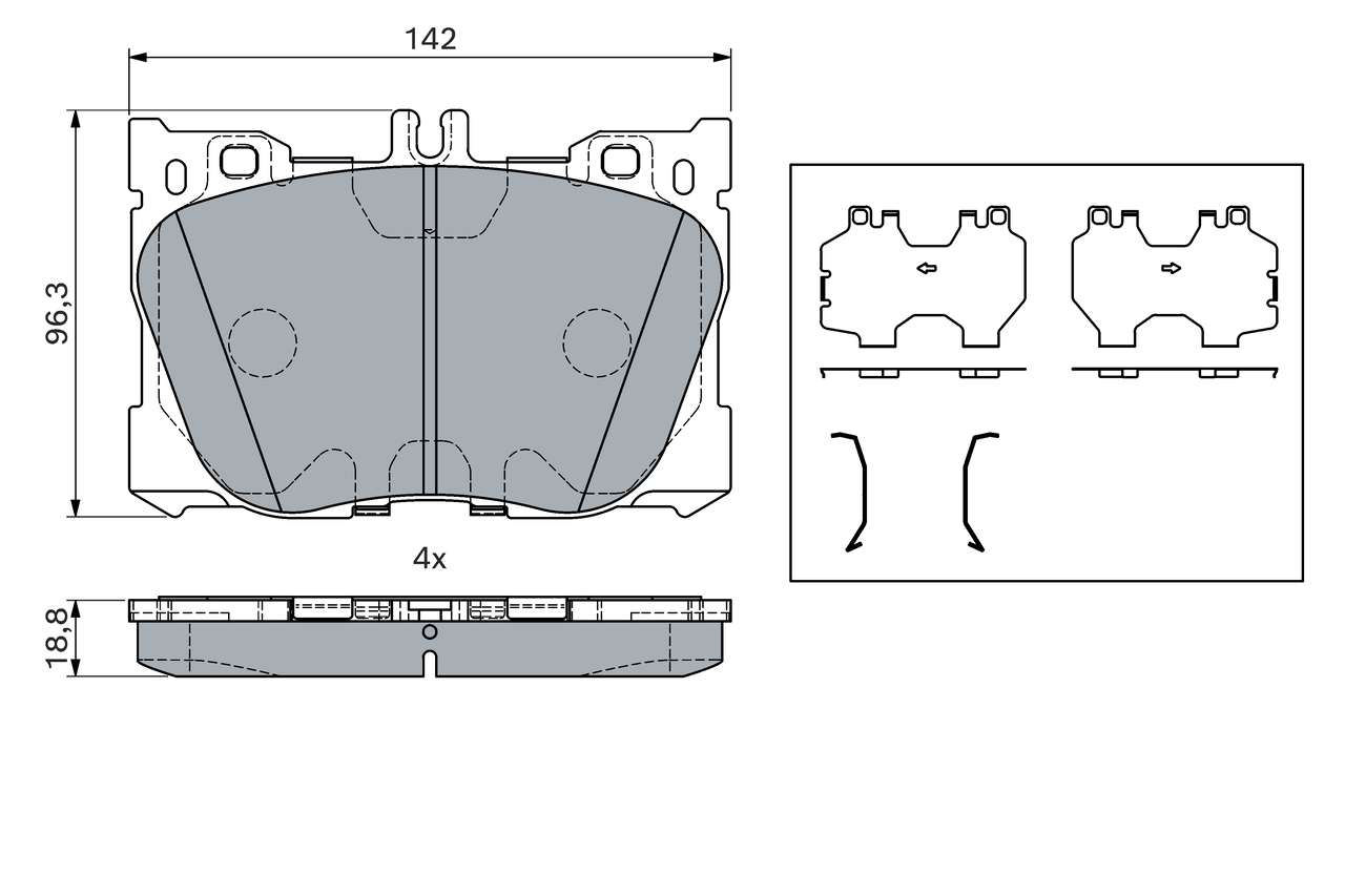 Brake Pad Set, disc brake - 0 986 424 335 BOSCH