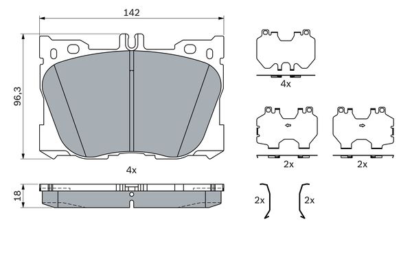 Brake Pad Set, disc brake - 0 986 424 335 BOSCH