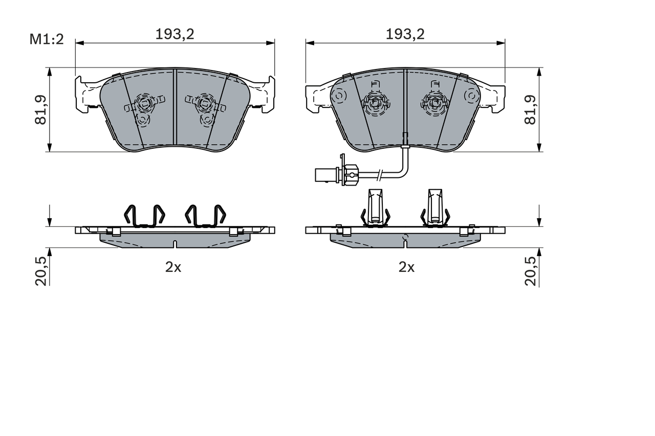 Brake Pad Set, disc brake - 0 986 424 397 BOSCH