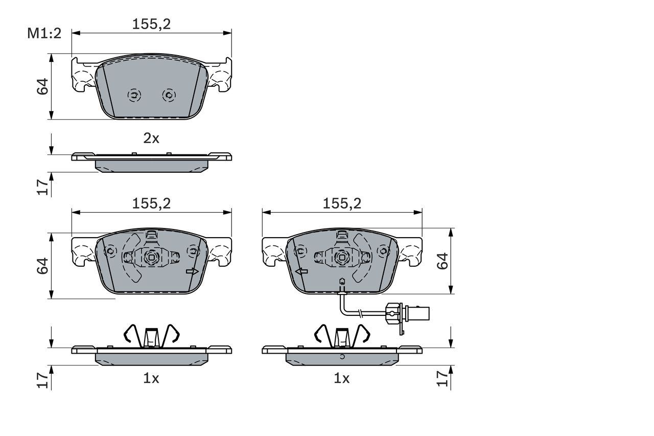 Brake Pad Set, disc brake - 0 986 424 433 BOSCH