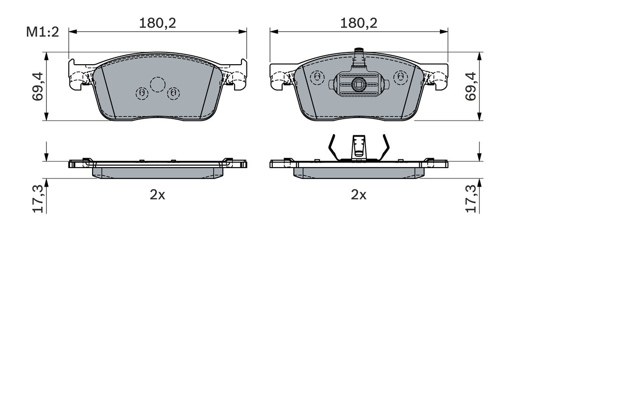Brake Pad Set, disc brake - 0 986 424 436 BOSCH