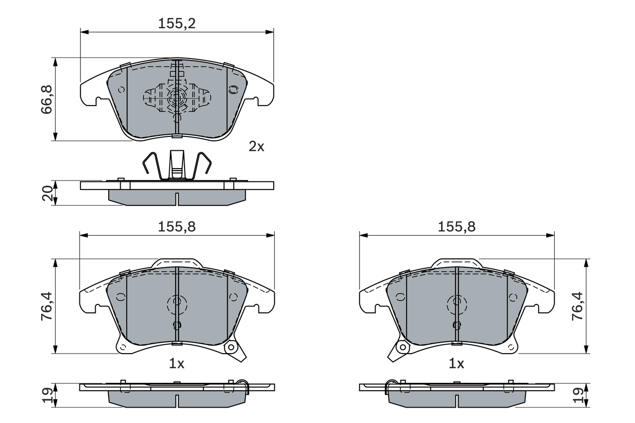 Brake Pad Set, disc brake - 0 986 424 445 BOSCH