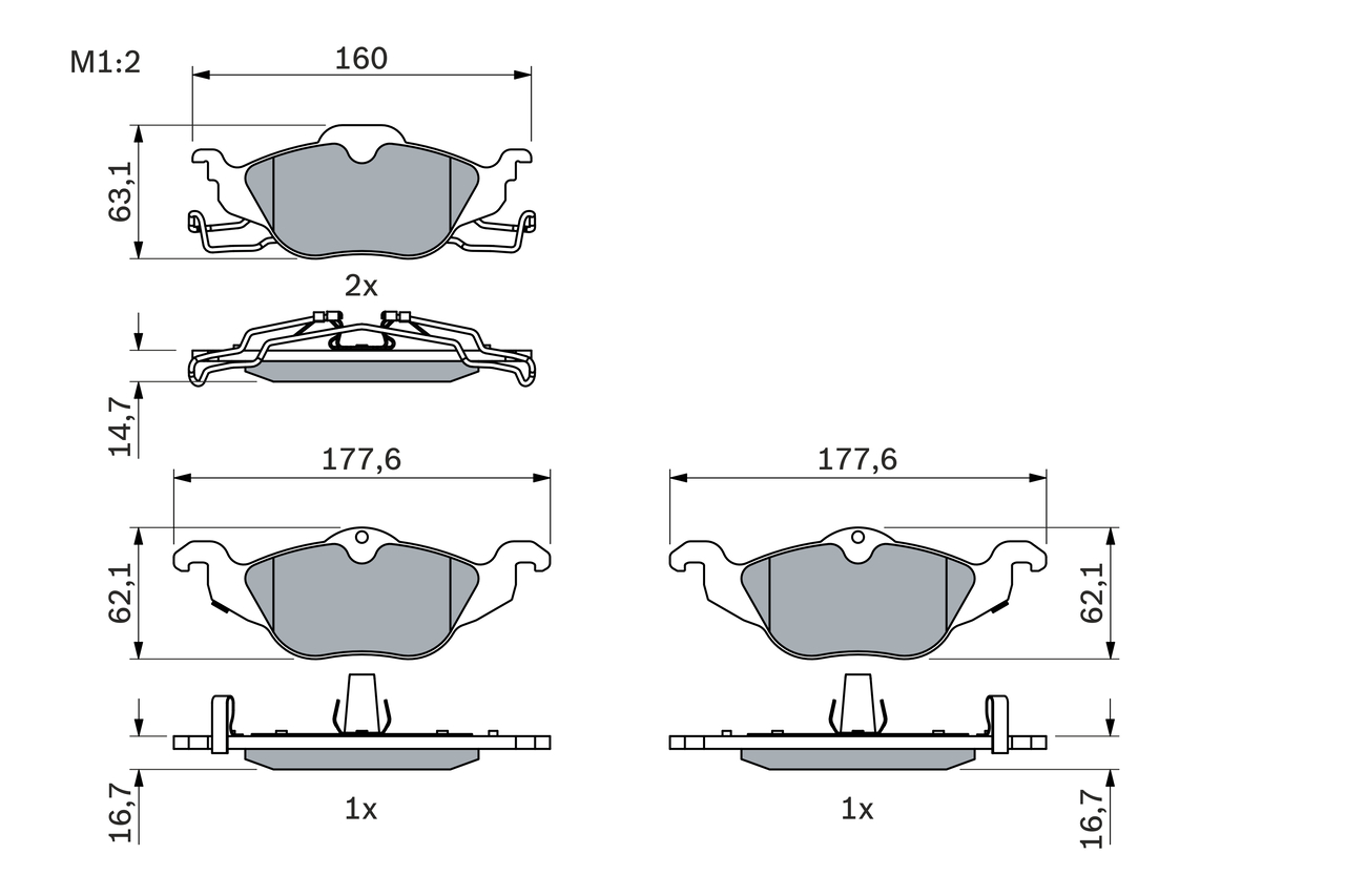 Brake Pad Set, disc brake - 0 986 424 456 BOSCH