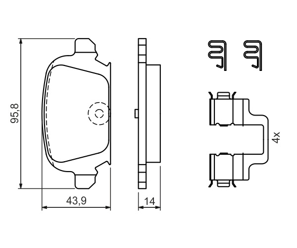Brake Pad Set, disc brake - 0 986 424 528 BOSCH