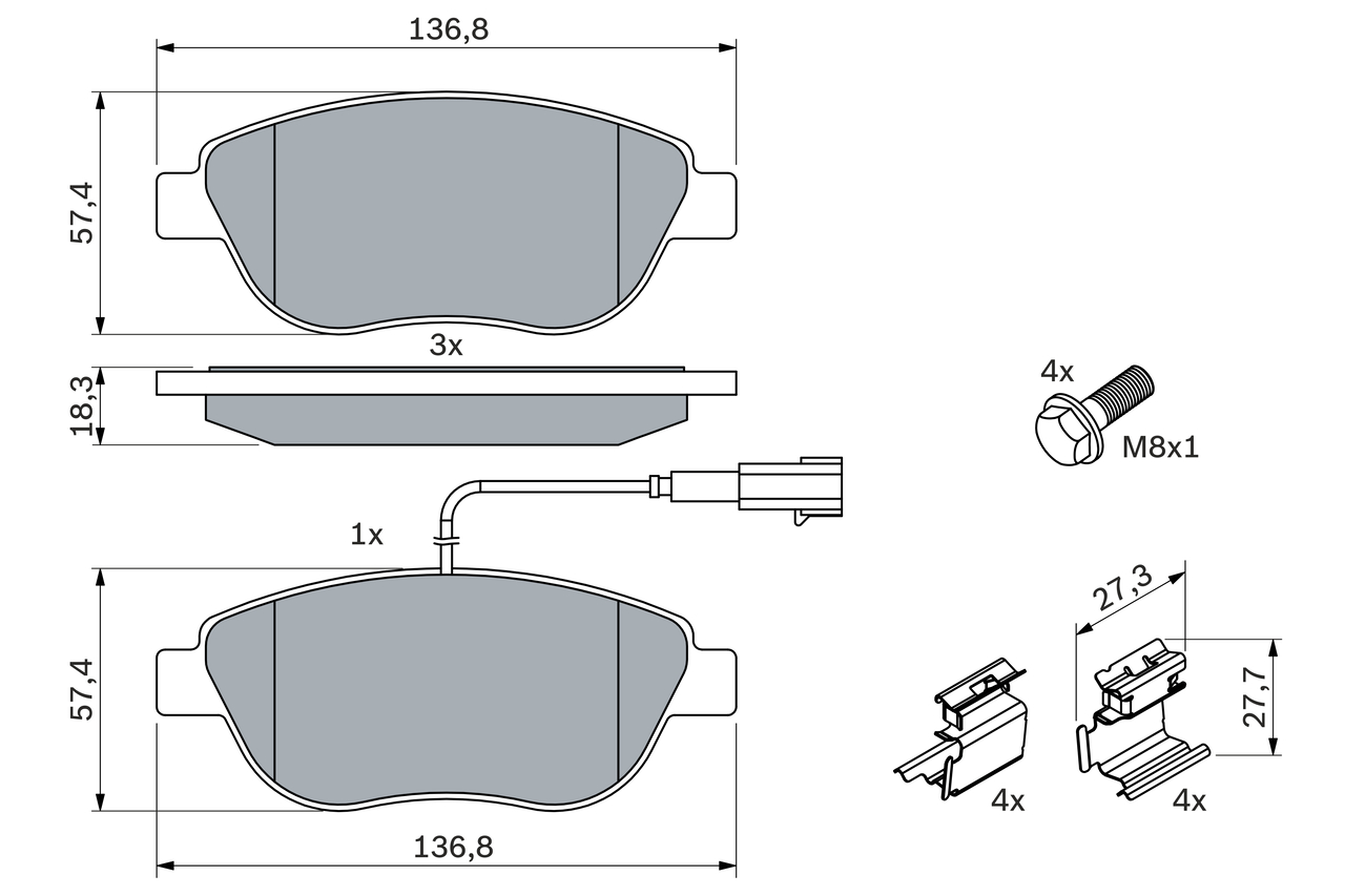 Brake Pad Set, disc brake - 0 986 424 596 BOSCH
