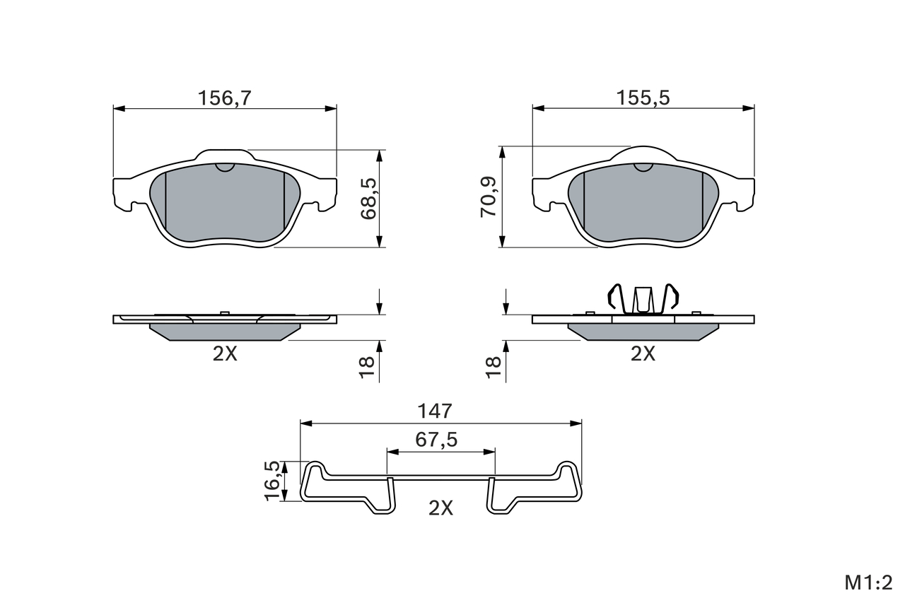 Brake Pad Set, disc brake - 0 986 424 616 BOSCH