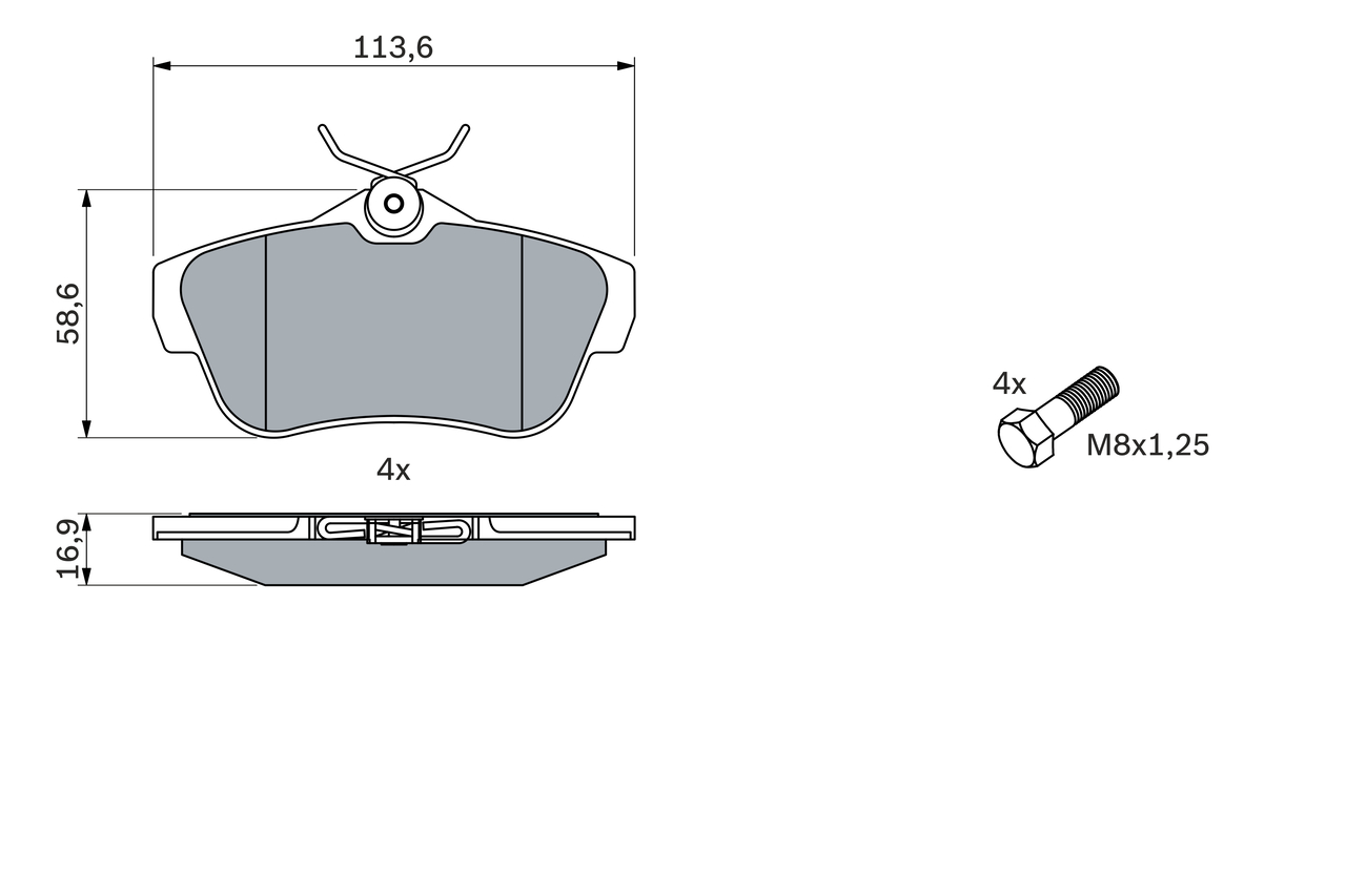 Brake Pad Set, disc brake - 0 986 424 625 BOSCH