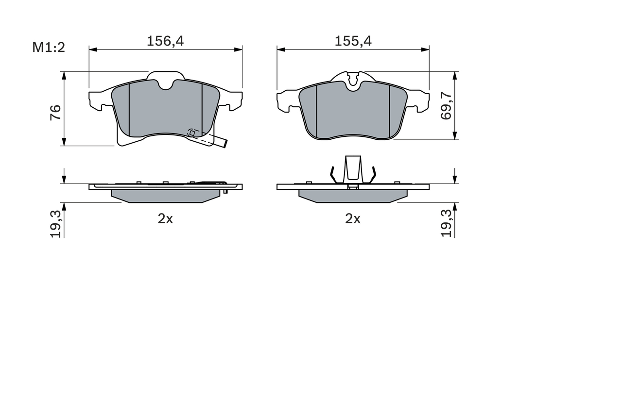 Brake Pad Set, disc brake - 0 986 424 707 BOSCH