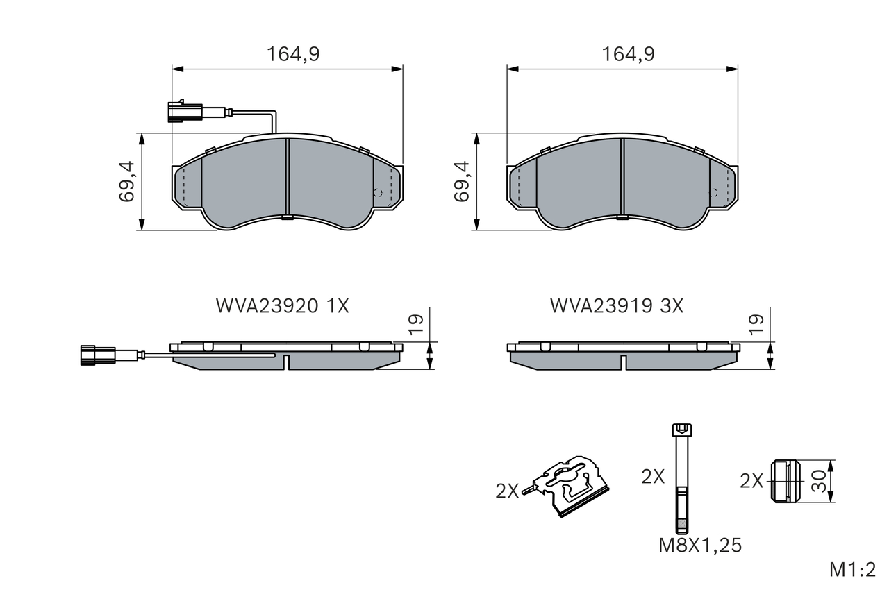 Brake Pad Set, disc brake - 0 986 424 769 BOSCH