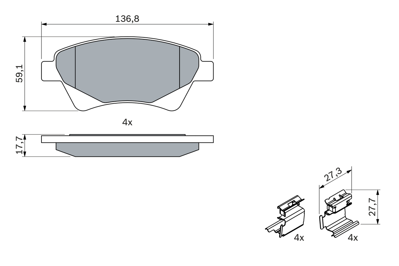 Brake Pad Set, disc brake - 0 986 424 785 BOSCH