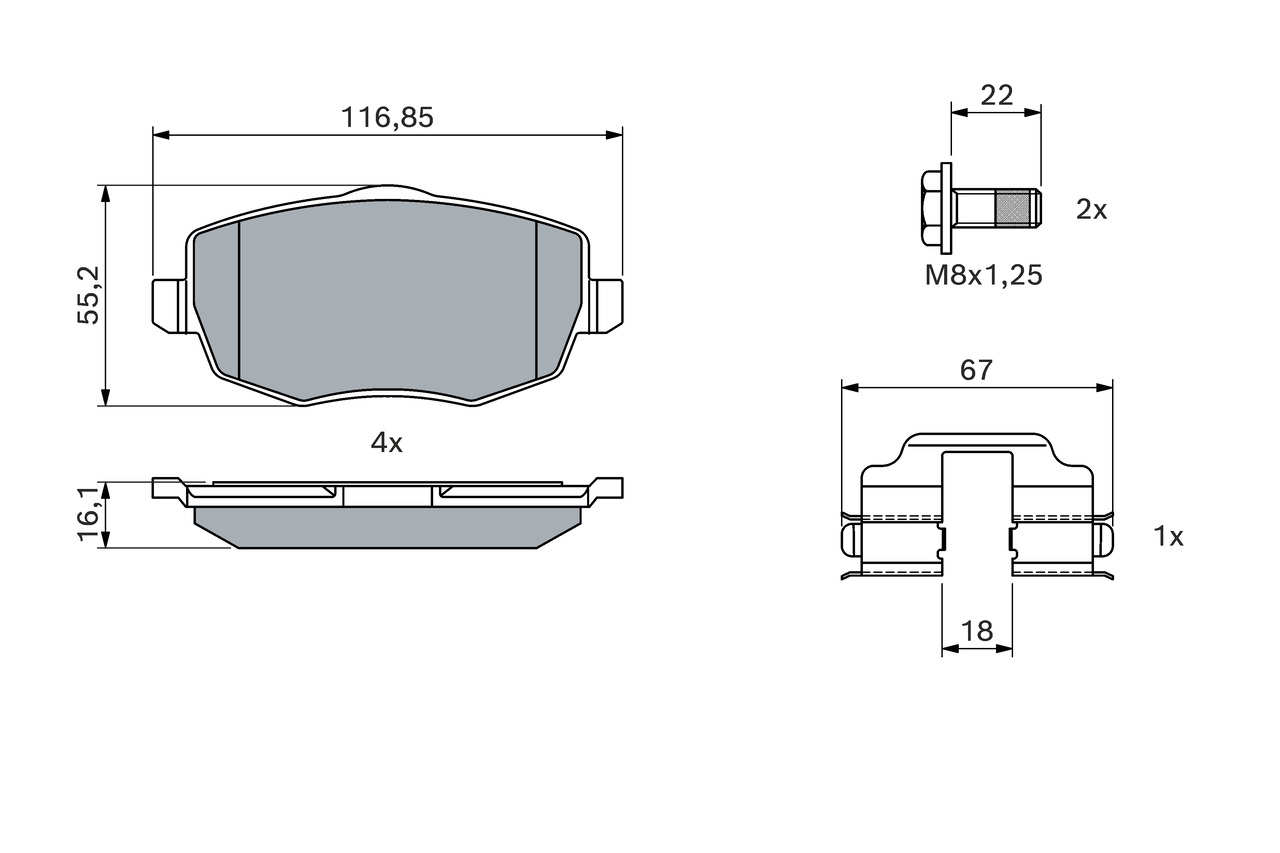 Kit pastiglie freno, Freno a disco - 0 986 424 792 BOSCH