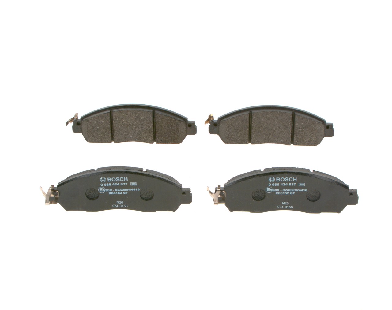 Комплект тормозных колодок, дисковый тормоз - 0 986 424 837 BOSCH