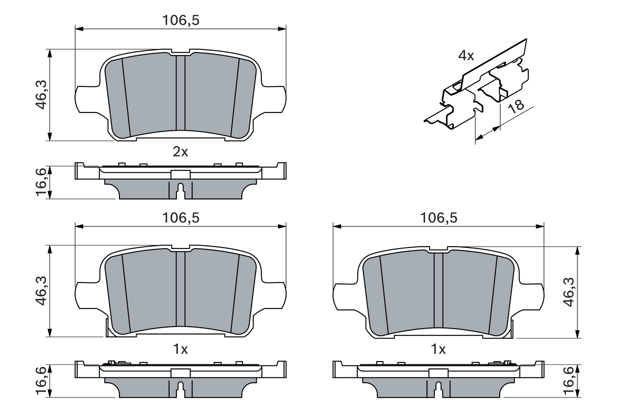 Brake Pad Set, disc brake - 0 986 424 839 BOSCH