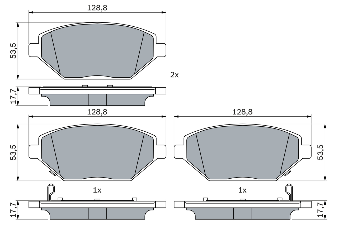 Brake Pad Set, disc brake - 0 986 424 843 BOSCH
