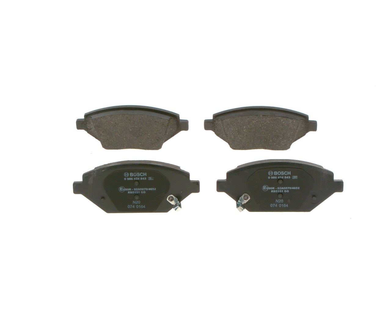 Brake Pad Set, disc brake - 0 986 424 843 BOSCH
