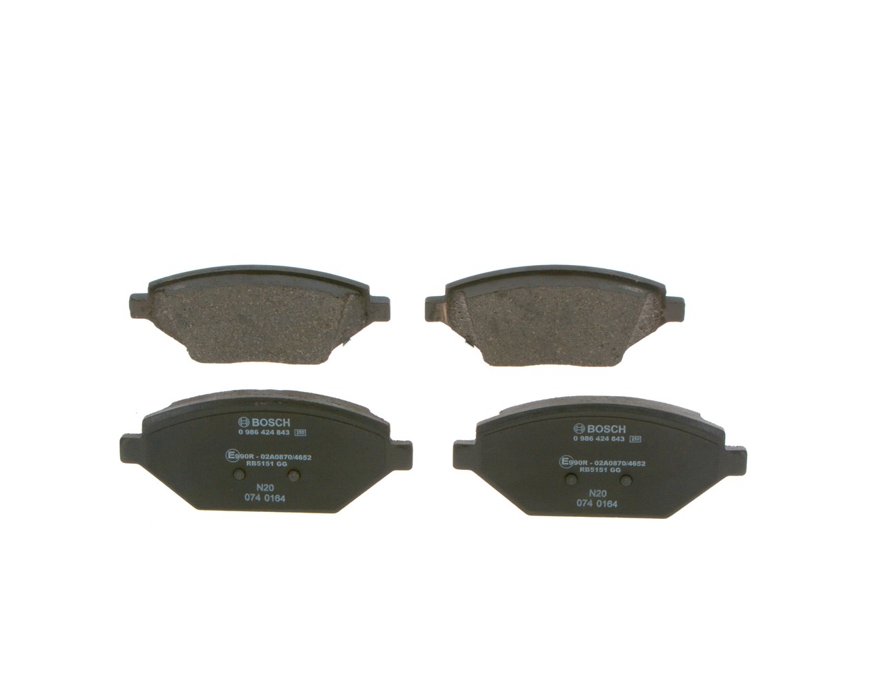 Brake Pad Set, disc brake - 0 986 424 843 BOSCH