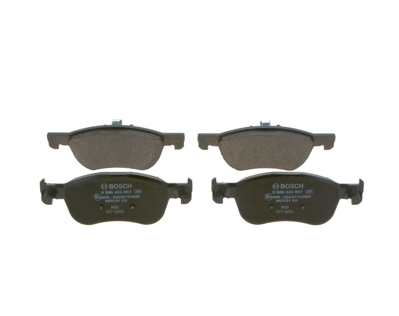 Комплект тормозных колодок, дисковый тормоз - 0 986 424 867 BOSCH