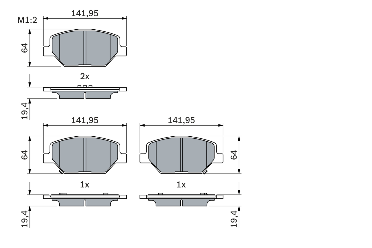 Brake Pad Set, disc brake - 0 986 424 869 BOSCH