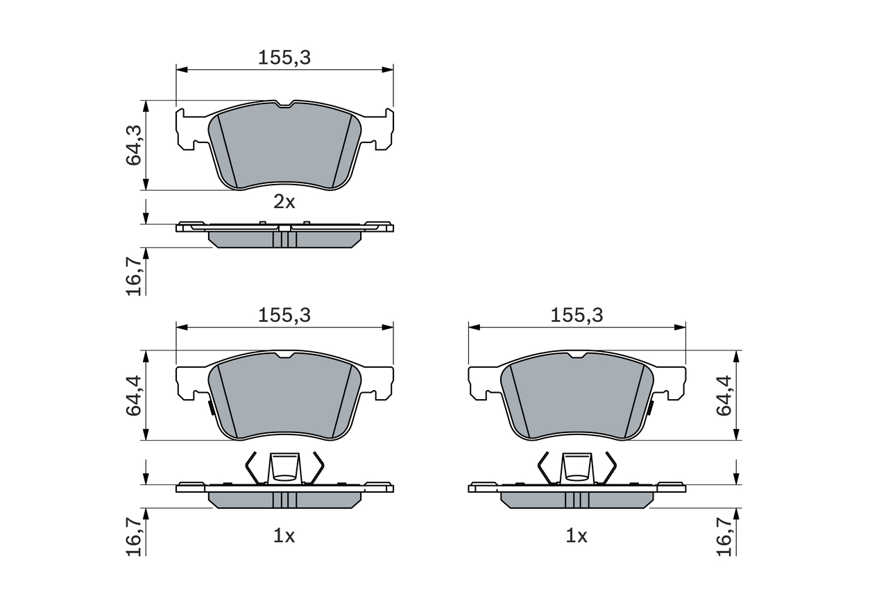 Brake Pad Set, disc brake - 0 986 424 885 BOSCH