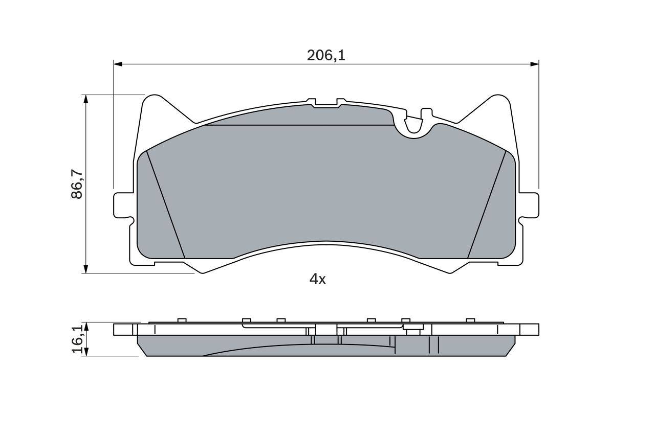 Brake Pad Set, disc brake - 0 986 424 886 BOSCH
