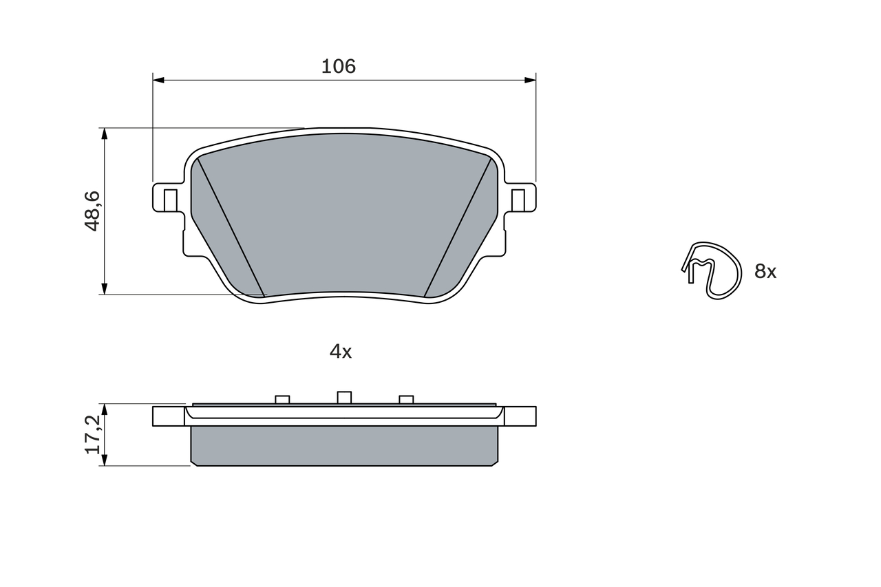 Brake Pad Set, disc brake - 0 986 424 889 BOSCH